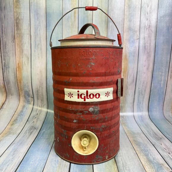 Igloo Galvanized Cooler Vintage 3 Gallon Metal Water Jug RED - Picture 3 of 10